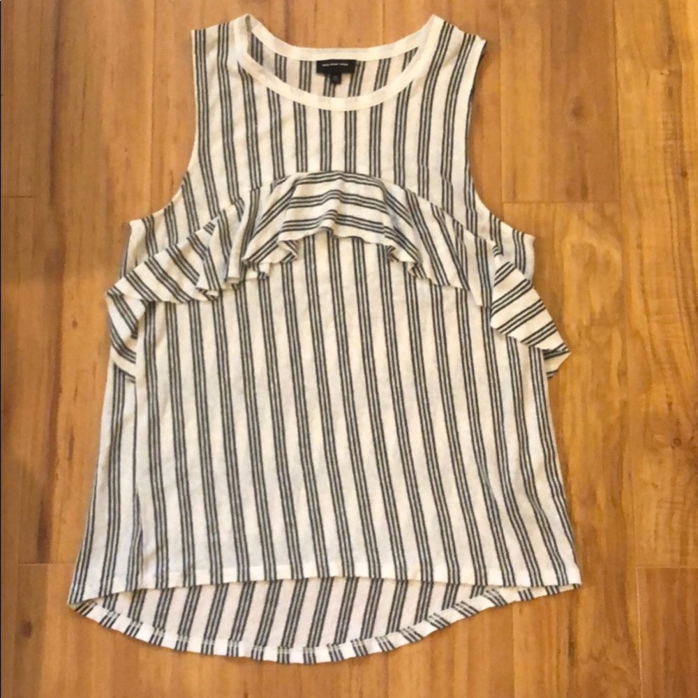 B&W Striped Tank With Ruffle